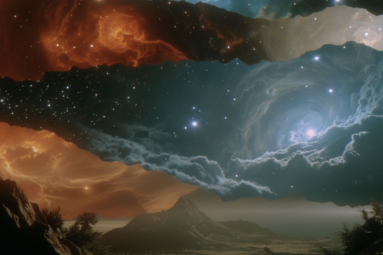 U4592745824 A stunning analog style collage blending galactic t 0ba50a1f 8a16 421e 8f67 b31c4153e58f